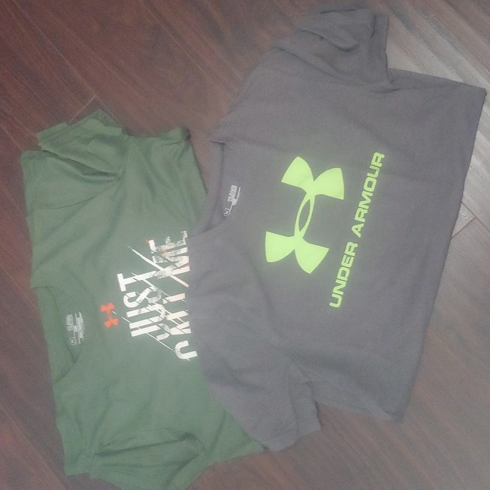 Two boys Under Armour shirts